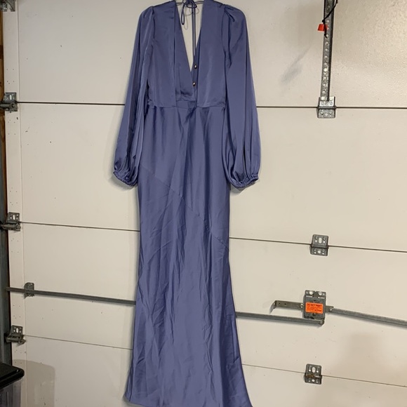 STUDIO LEXI INDIA DRESS STONE BLUE MAXI OPEN BACK SATIN NEW WITH TAGS 8 - Picture 11 of 15
